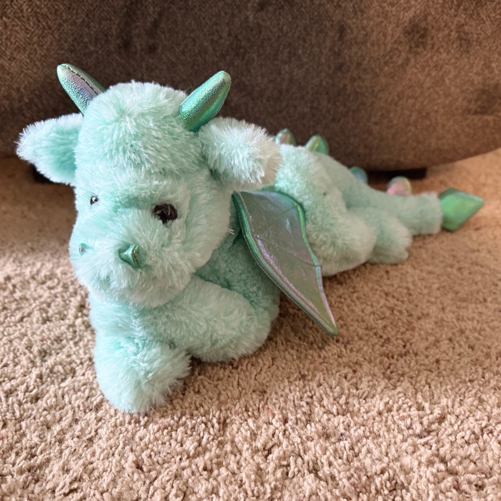 FAO Schwarz 18" Adopt A Pet Enchanted Dragon Plush Blue Teal Green Shimmer
